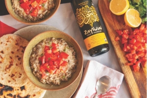 Palestinian Lentils with Tahini and flatbreads